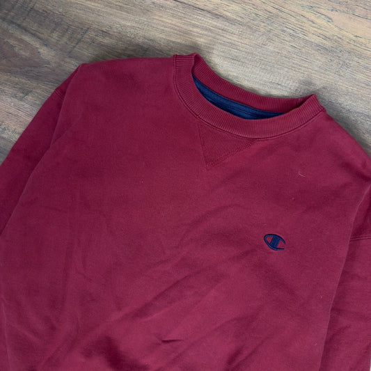 Vintage Y2K Champion Crewneck Sweatshirt Mens L Burgundy