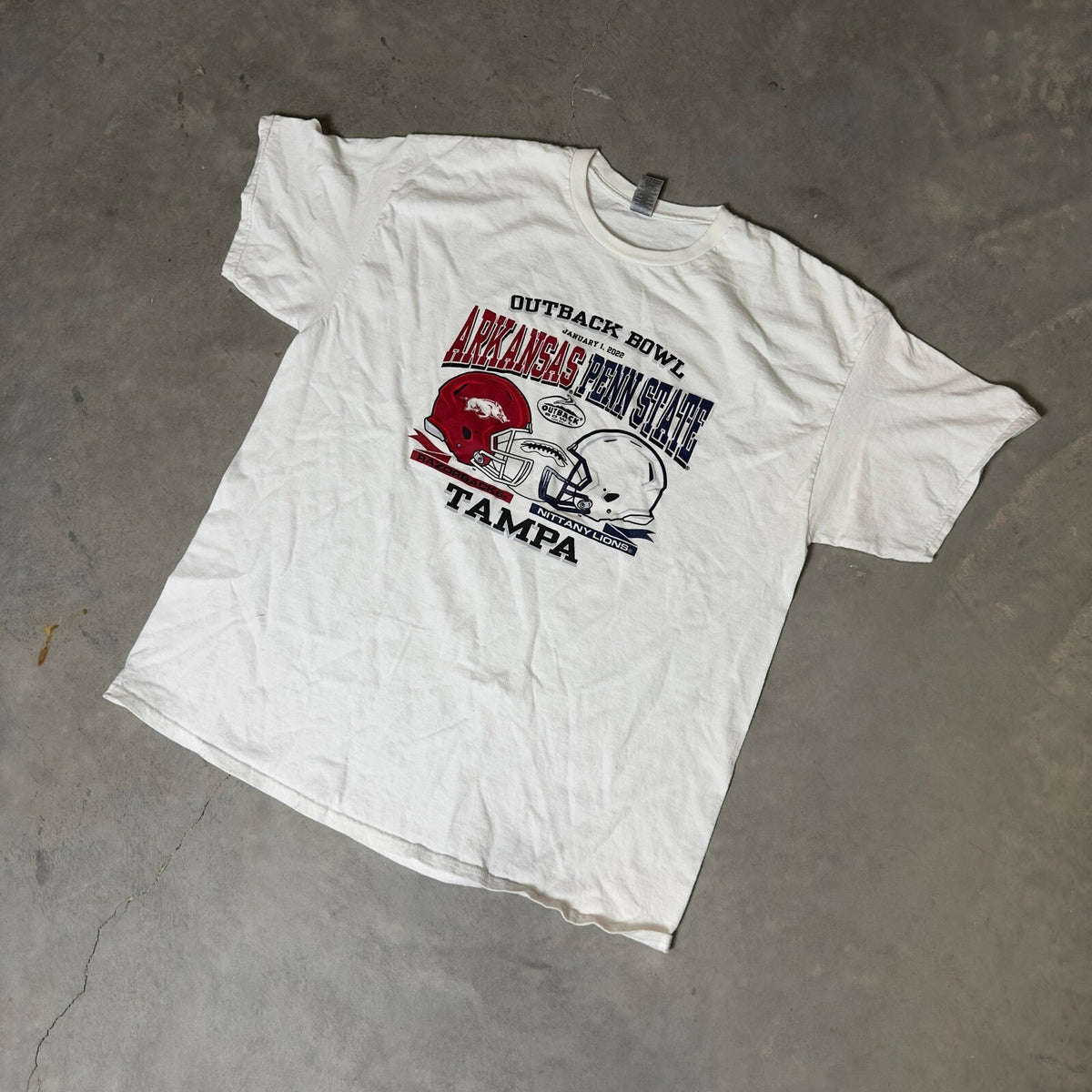 Gildan Outback Bowl Arkansas Penn State T-Shirt Men XL White