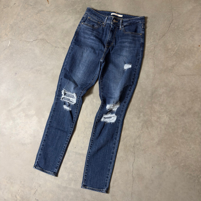Levi's 711 Skinny Jeans Women W28 L28 Dark Wash Distressed