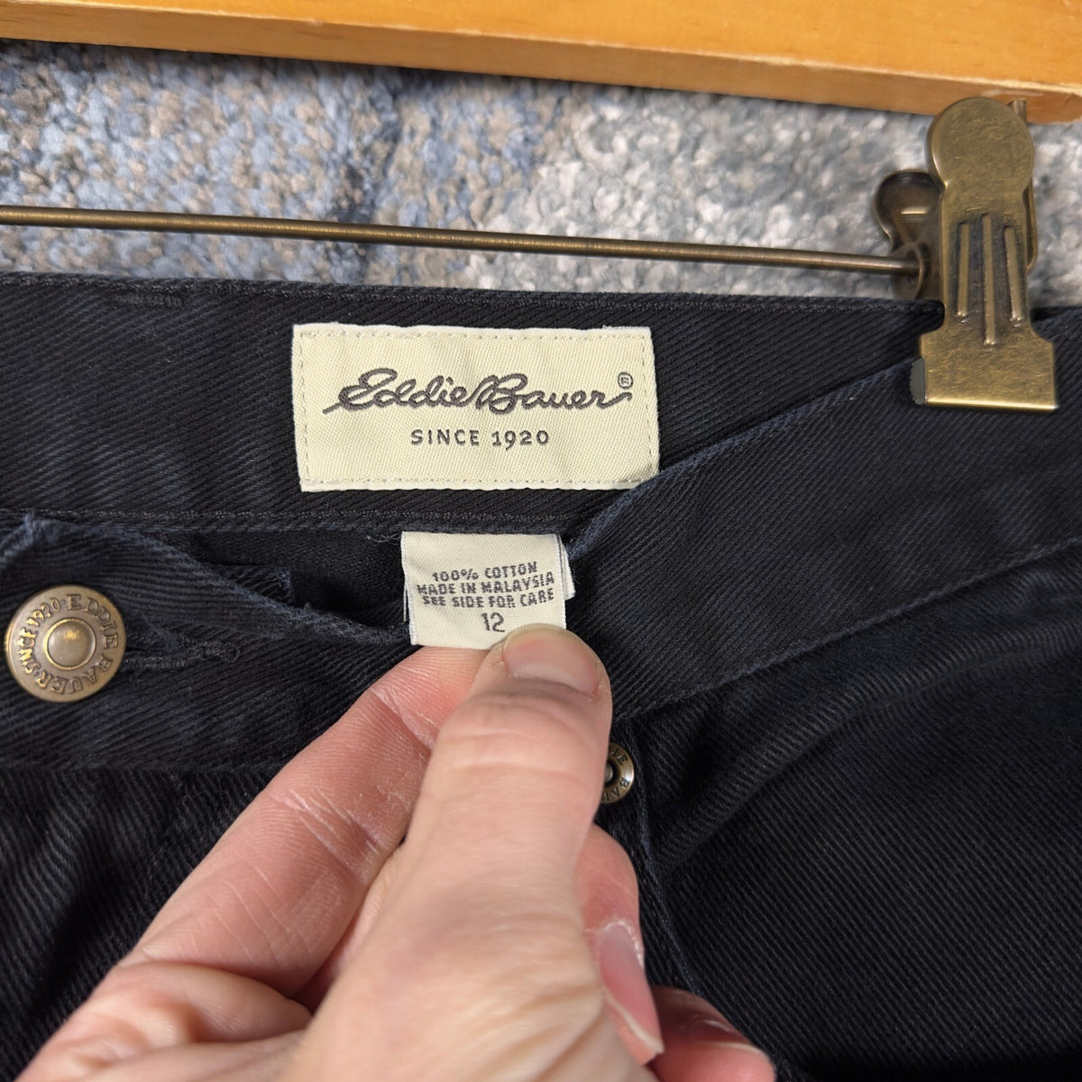 Vintage Eddie Bauer Straight Jeans Womens 12 Black High Rise