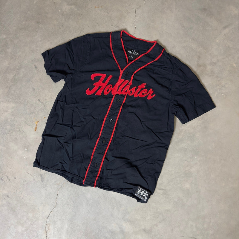 Hollister Baseball Jersey Mens Medium Black Red Mall Brand