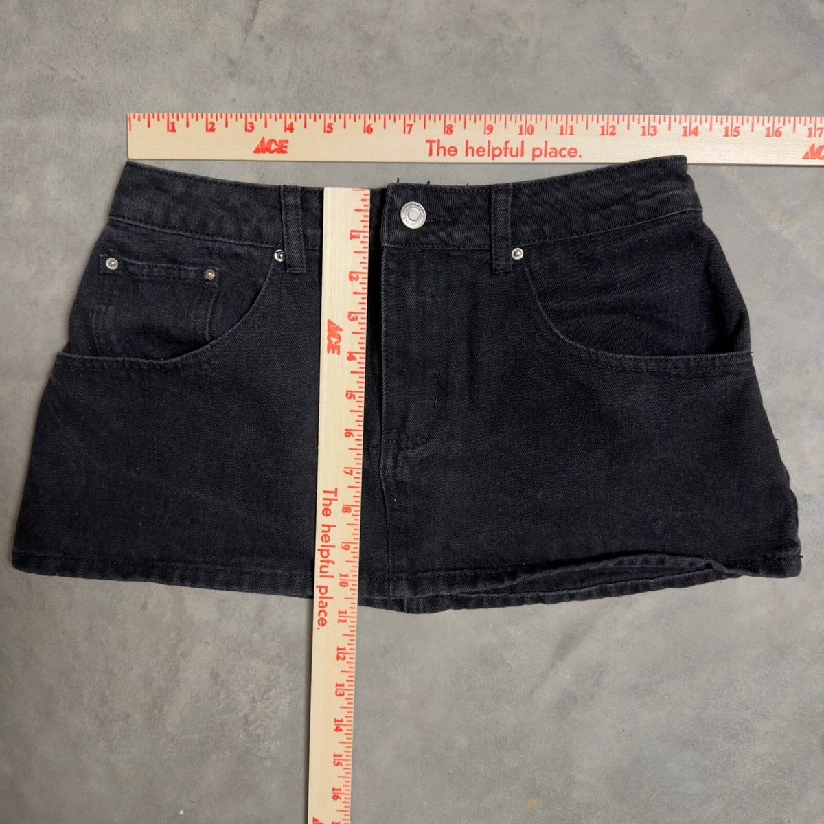 Denim Mini Skirt Womens S Black Streetwear Grunge Y2K Edgy Alt Solid