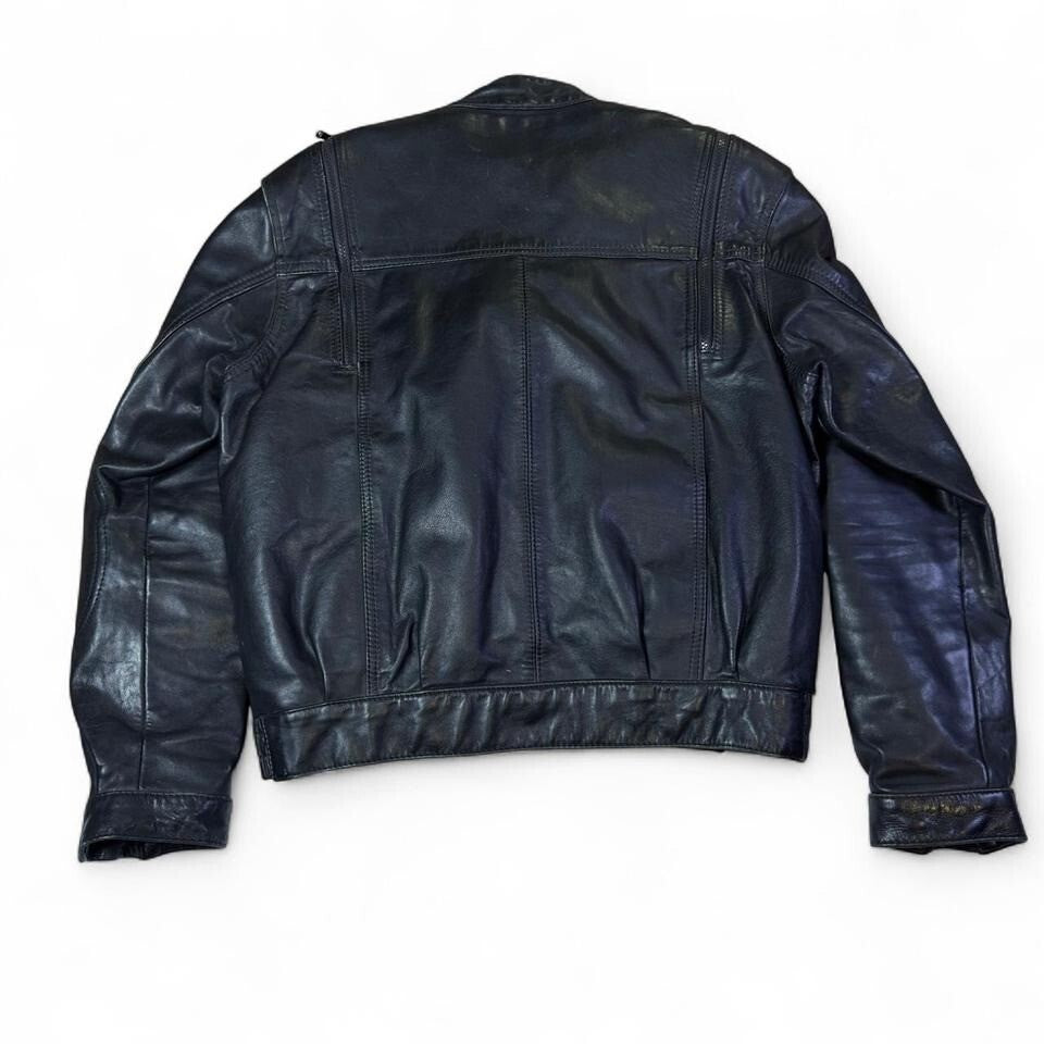 Hein Gericke Genuine Leather Motorcycle Jacket Mens 40 Black Vintage