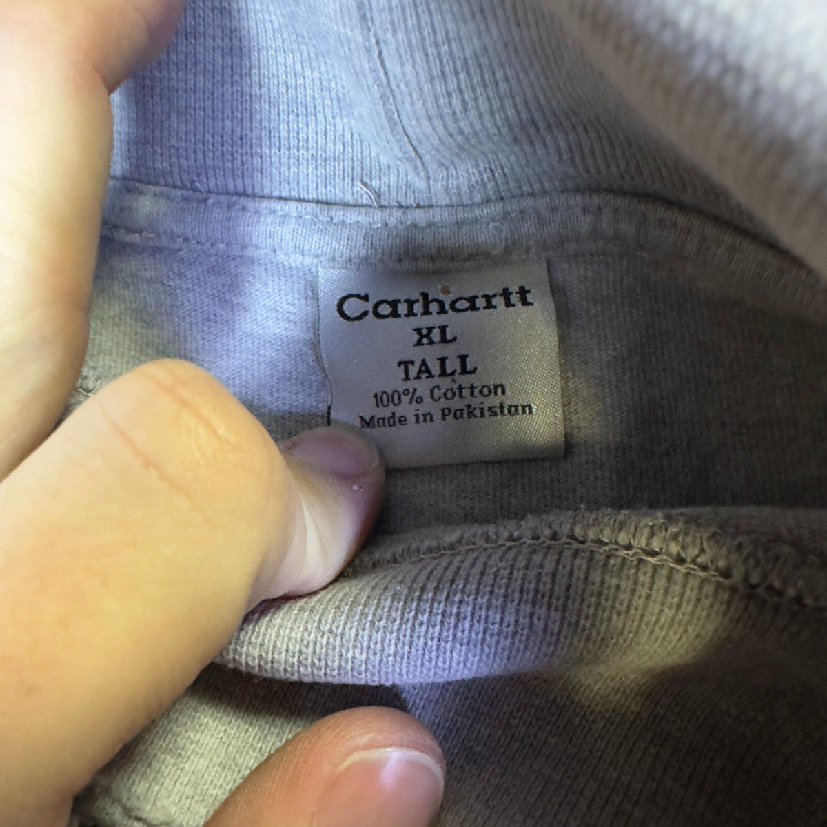 Carhartt Mens XL Tall Mock Neck Long Sleeve Shirt Heather Gray Distressed Cotton