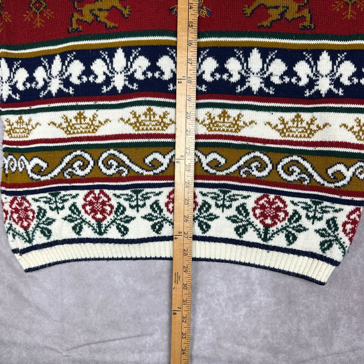 Vintage Prince of Wales Crest Lion Sweater Made in England