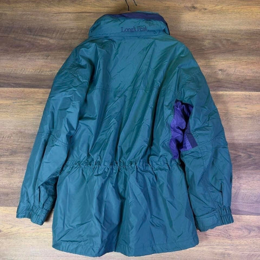 Columbia Women's Large Hooded Jacket Green Purple Y2K Vintage