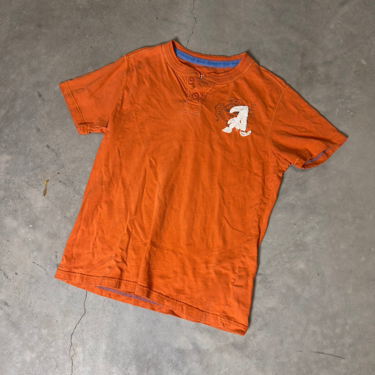 Arizona Jean Company Henley Shirt Mens L Orange Short Sleeve