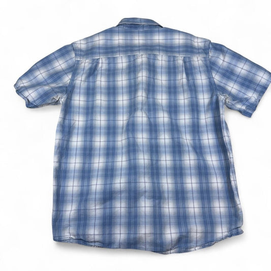 Vintage Carhartt Men's Blue Plaid Button-Up Shirt Large Y2K