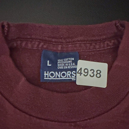 Vintage Honors Pocket Tee Mens L Maroon Made in USA