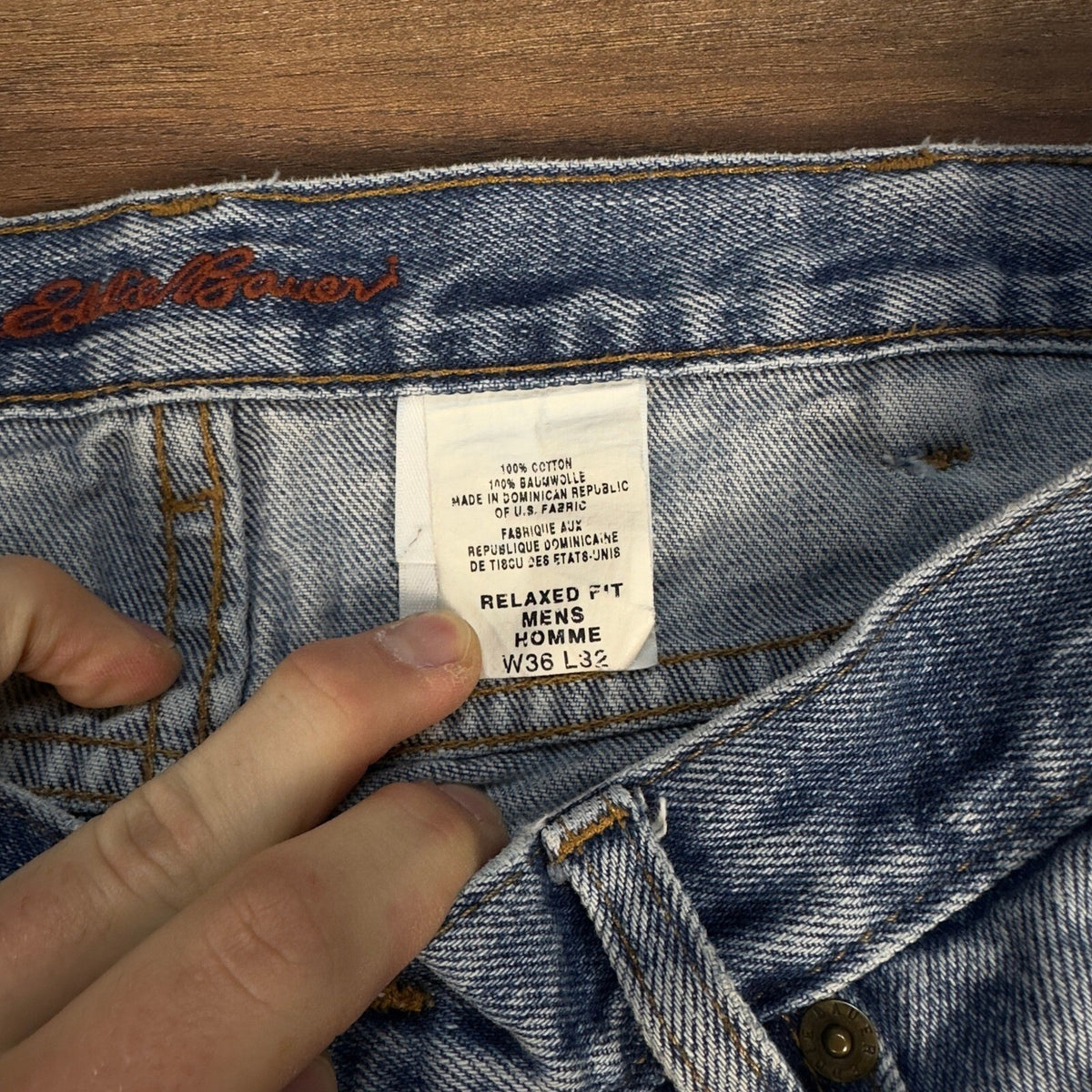 Vintage Eddie Bauer Relaxed Jeans Mens 36x32 Blue Distressed