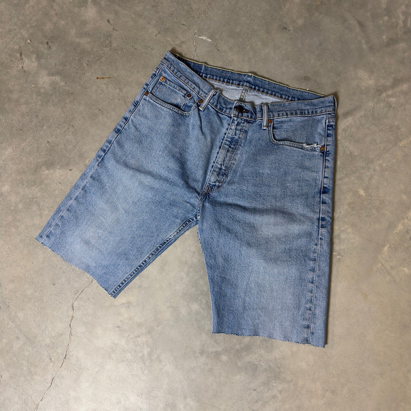 Levi's 505 Denim Cut Off Shorts Mens 34 Light Blue