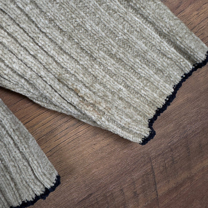 Vintage Ribbed Chenille Sweater Tan Beige Black Striped Y2K