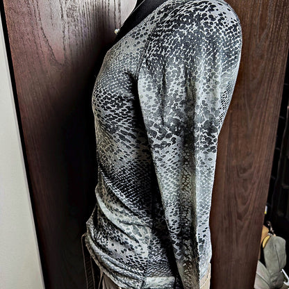 Express Snakeskin Print Long Sleeve Top Womens S Gray