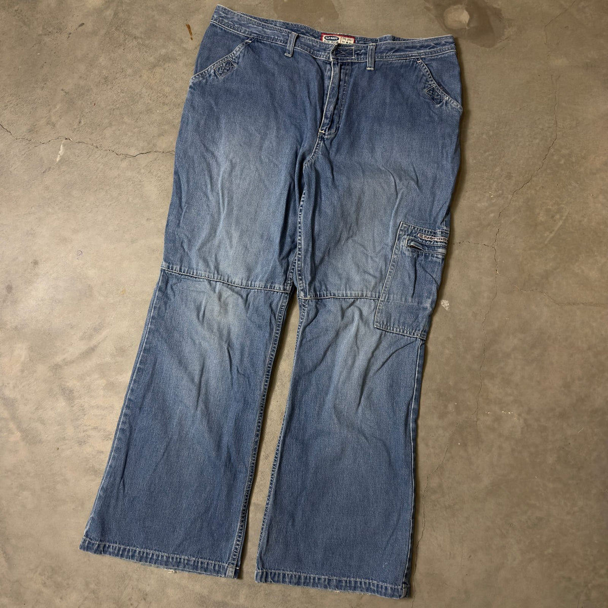 Old Navy Blue Jeans Womens Size 18 Bootcut Two-Tone Cargo