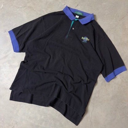 Vintage Outer Banks Hard Rock Cafe Polo Shirt Mens L Black