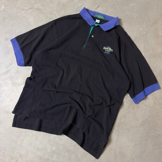 Vintage Outer Banks Hard Rock Cafe Polo Shirt Mens L Black