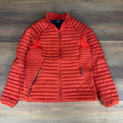 Eddie Bauer First Ascent Womens Red Down Puffer Jacket Large Full Zip damaged