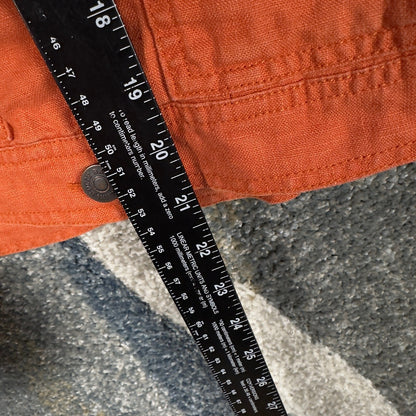 Eddie Bauer Linen Trucker Jacket Womens S Burnt Orange