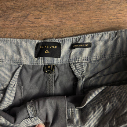 Quiksilver Cargo Shorts Mens 36 Grey Straight Baggy Skater