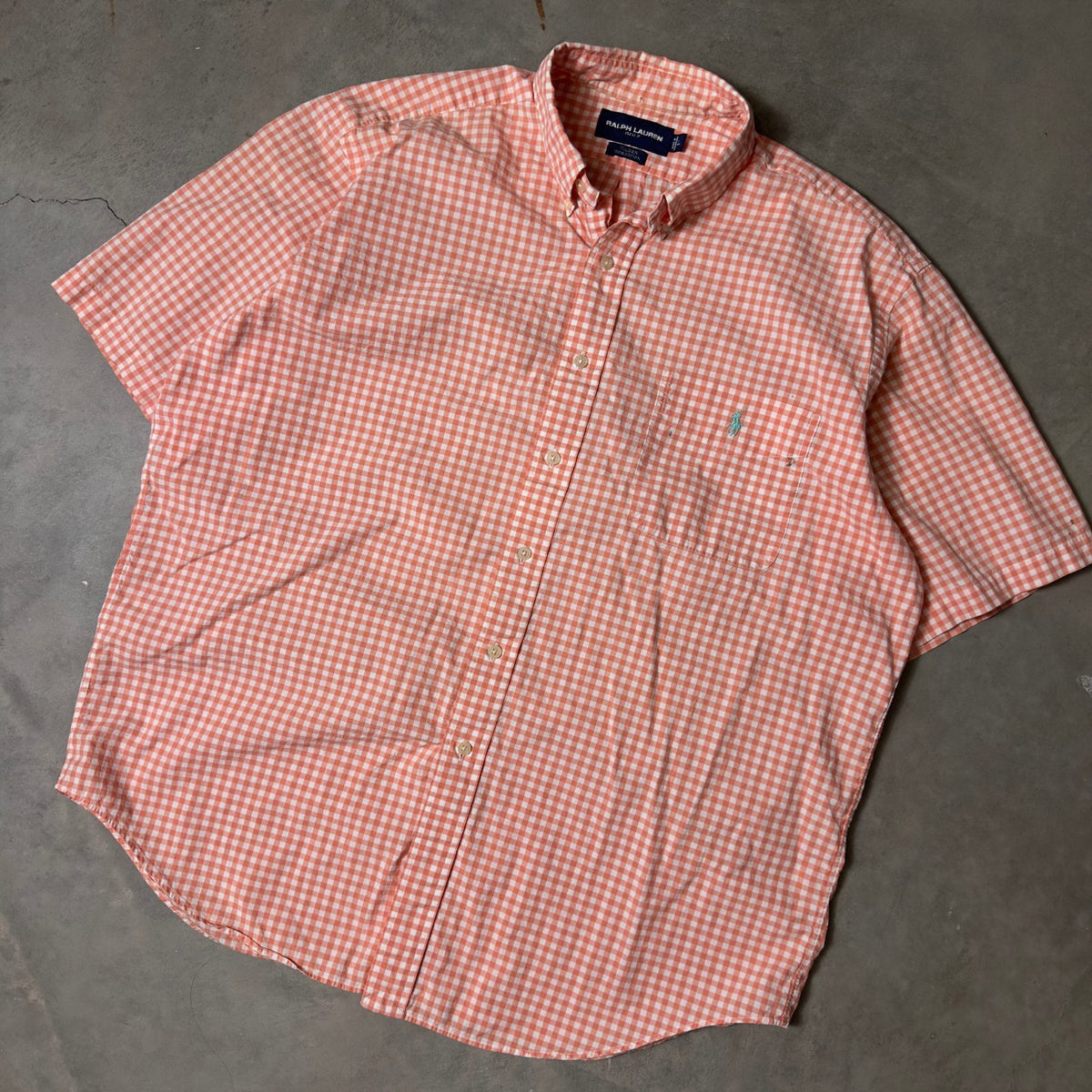 Ralph Lauren Golf Tilden Shirt Mens L Coral Gingham