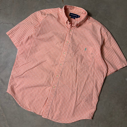 Ralph Lauren Golf Tilden Shirt Mens L Coral Gingham