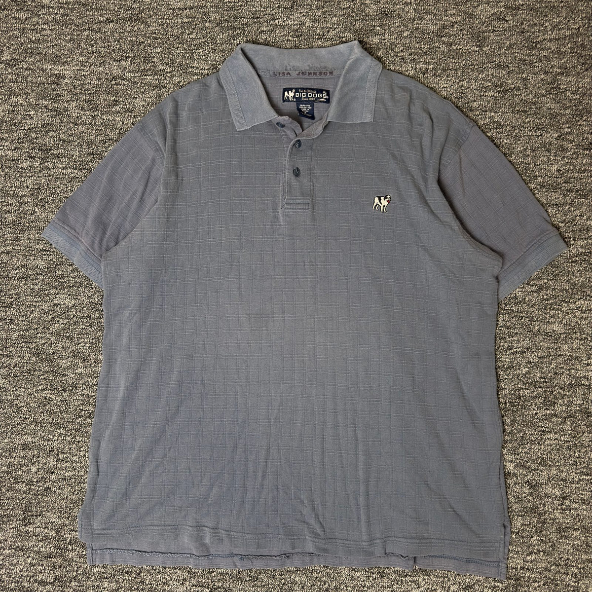 Big Dogs Polo Mens S Slate Blue Tonal Check Casual