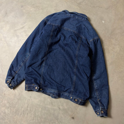Vintage Route 66 Denim Trucker Jacket Mens 18 Blue Lined Workwear 90s Streetwear