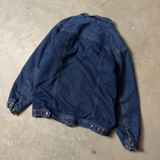 Vintage Route 66 Denim Trucker Jacket Mens 18 Blue Lined Workwear 90s Streetwear