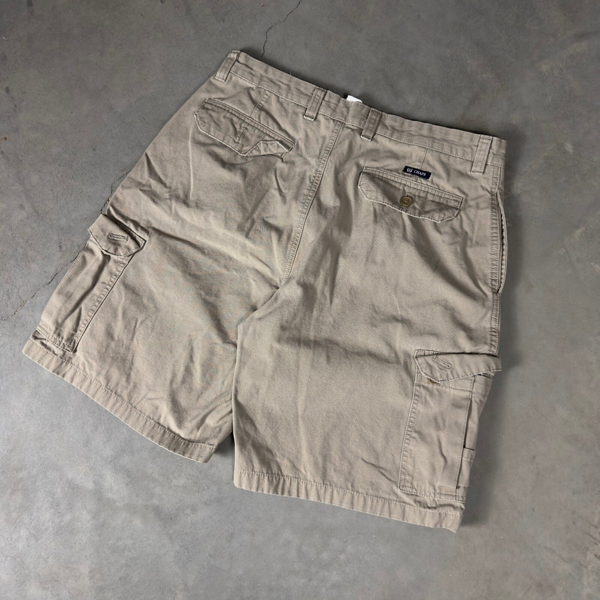 Chaps Cargo Shorts Mens 36 Khaki Tan Cotton Canvas Baggy
