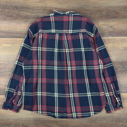 Vintage 90s Eddie Bauer Flannel Shirt Mens XXL Plaid Navy