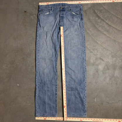 Levi's 501 Original Fit Jeans Mens 36x36 Light Wash Blue Baggy Denim Streetwear