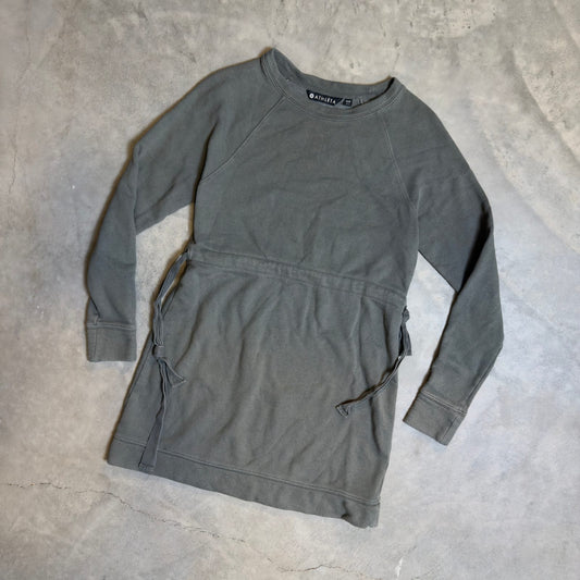 Athleta Sweatshirt Tunic Dress Womens XXS Gray Tie Waist