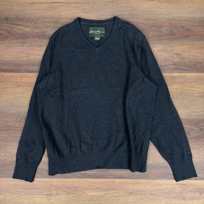 Vintage Eddie Bauer Mens L V-Neck Sweater Relaxed Fit Knit