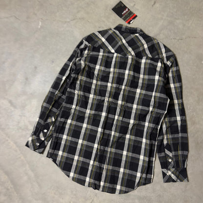 NWT South Pole Plaid Snap Shirt Boys M(12-14) Black Western