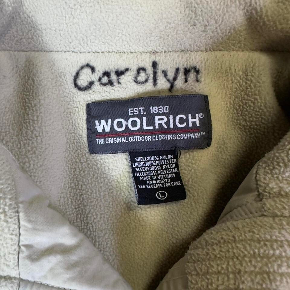 Woolrich Fleece Lined Zip Jacket Men's Large Beige Outdoor