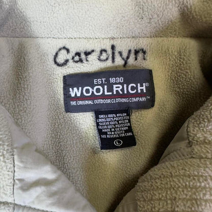 Woolrich Fleece Lined Zip Jacket Men's Large Beige Outdoor