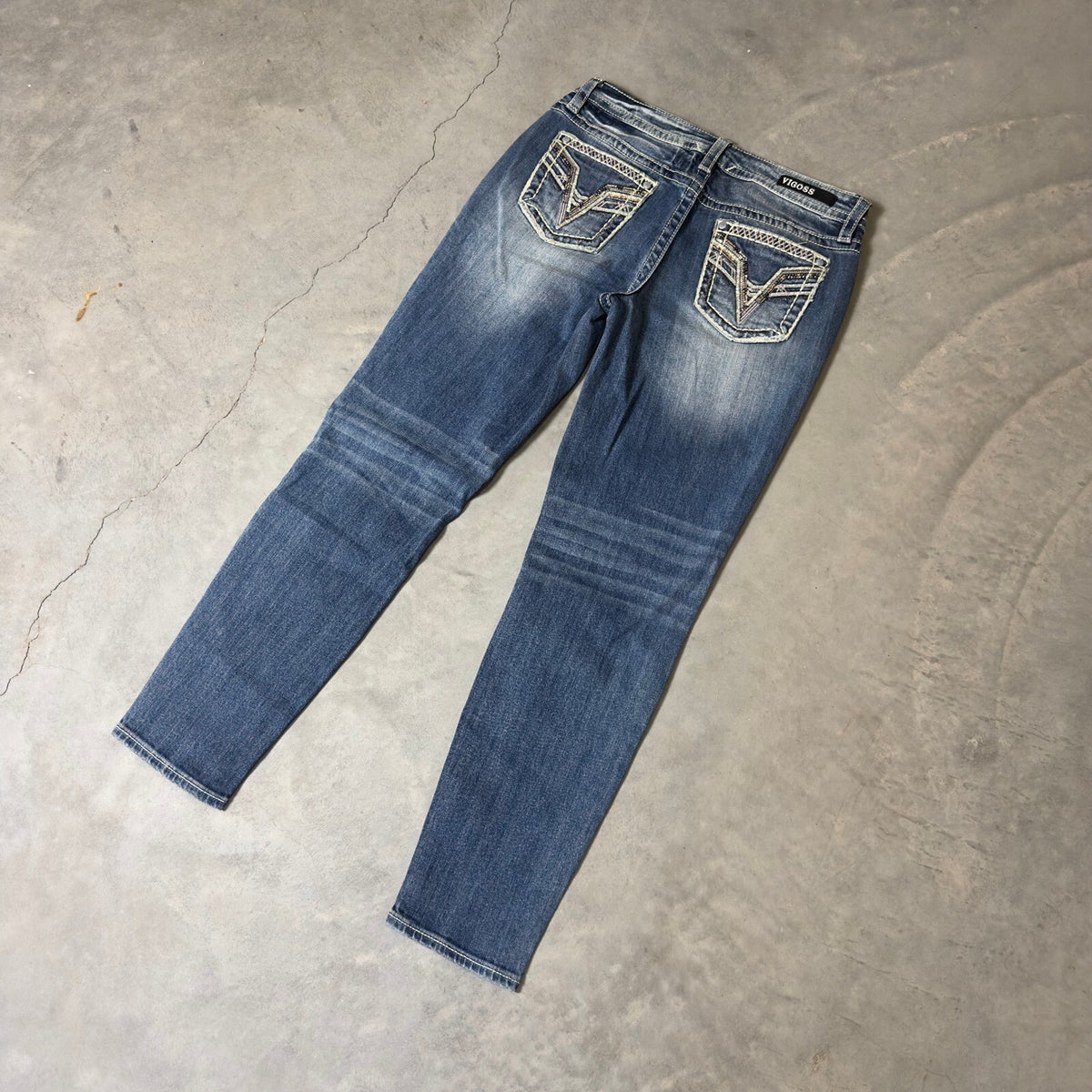 Vigoss Heritage Straight Jeans Womens 10 Blue Embellished