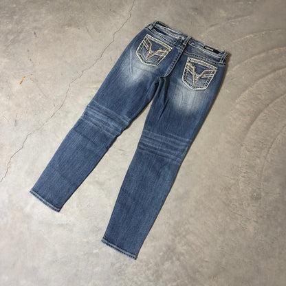 Vigoss Heritage Straight Jeans Womens 10 Blue Embellished