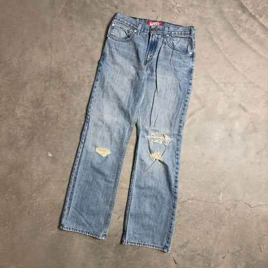 Vintage Levis 527 Bootcut Jeans Men 29x29 Light Blue Distressed Baggy Y2K Skater