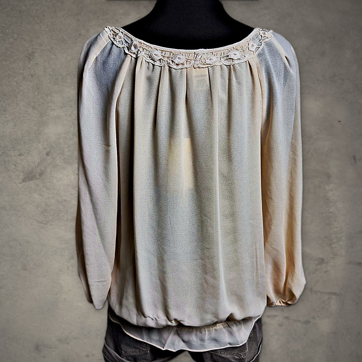 NWT Studio M Valentina Lace Blouse Womens XL Oyster Boho