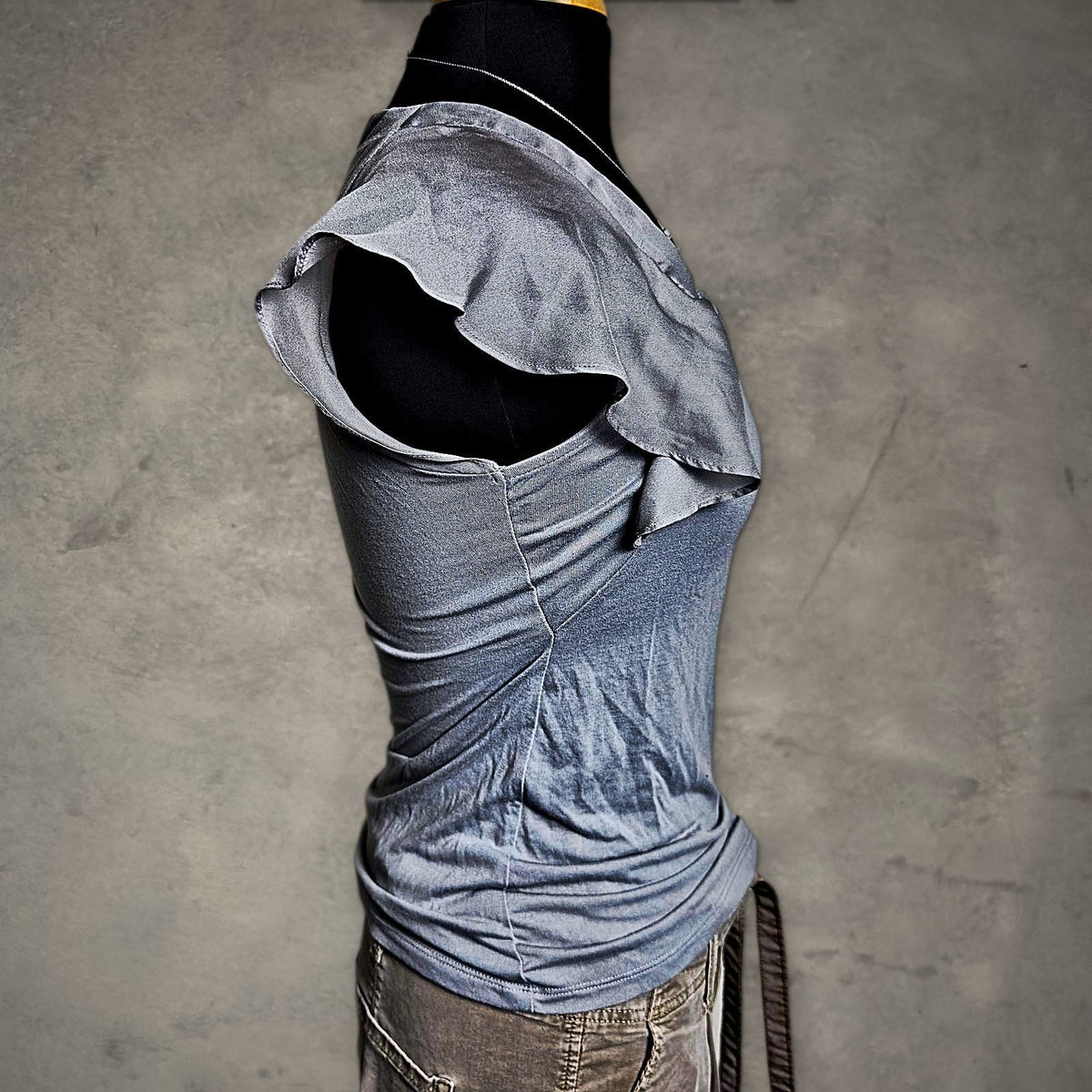 The Limited Flutter Sleeve Top Womens S Gray Minimalist
