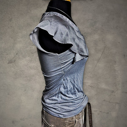 The Limited Flutter Sleeve Top Womens S Gray Minimalist