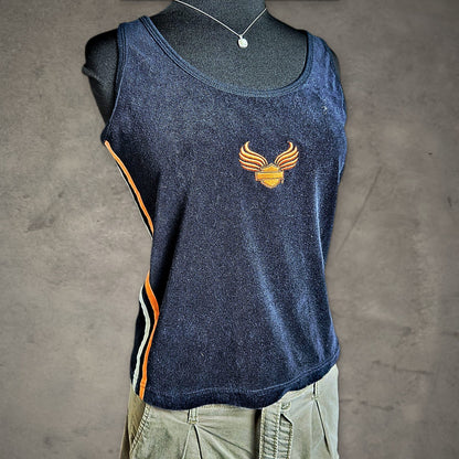 Harley-Davidson Terry Tank Top Womens L Navy Orange Biker