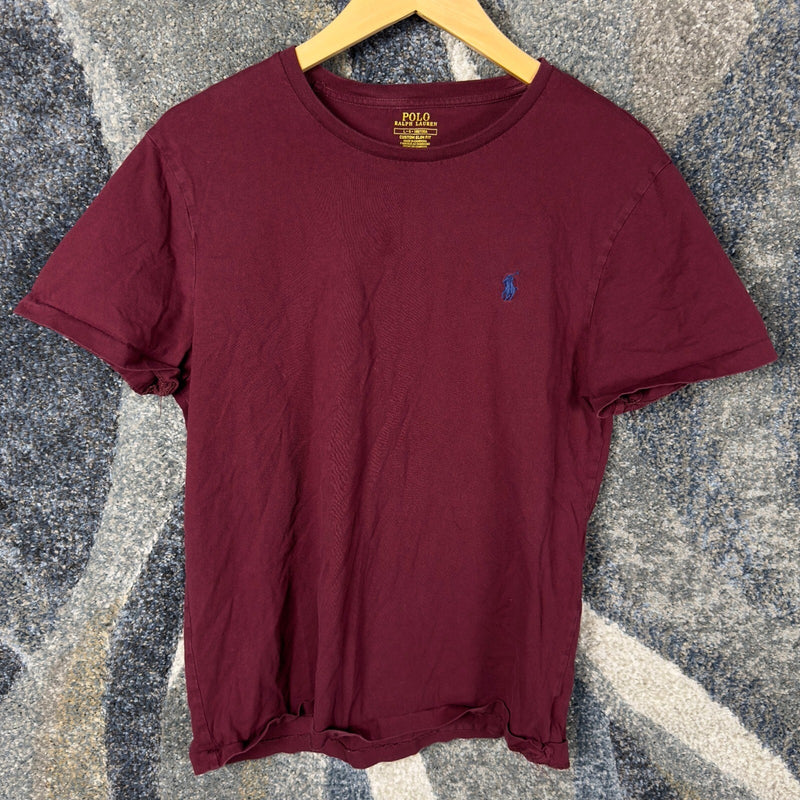 Polo Ralph Lauren T-Shirt Mens L Burgundy Custom Slim Fit