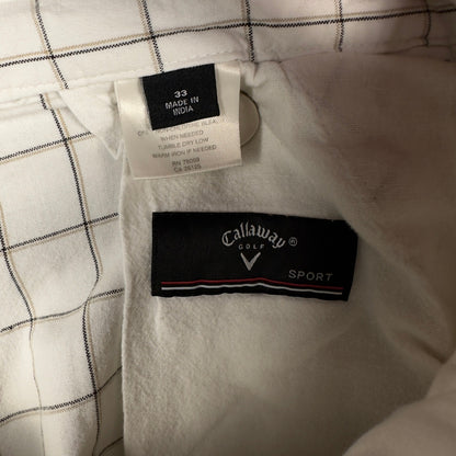 Vintage Callaway Golf Shorts Mens 33 Cream Plaid Windowpane