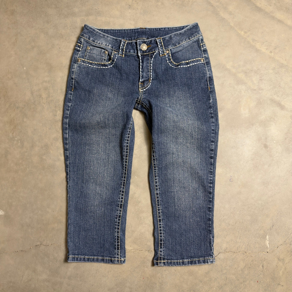 Y2K V.S.H. Jeans Capri Pants Womens 4 Blue Contrast Stitch