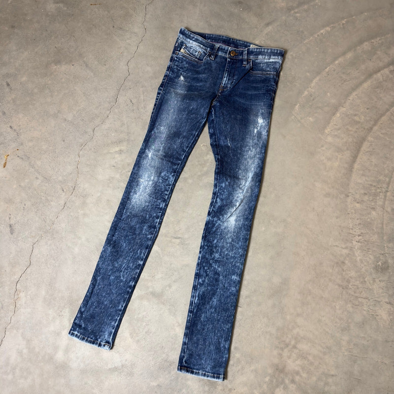 Diesel Skinzee Skinny Jeans Womens 27 Blue Acid Wash Edgy