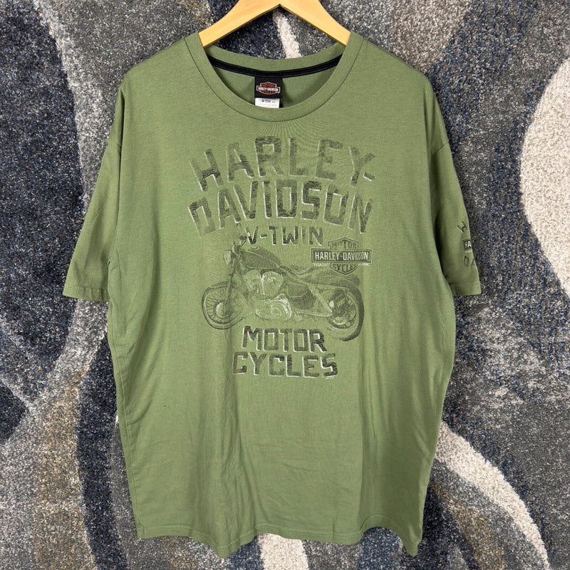 Harley-Davidson V-Twin T-Shirt Mens XL Olive Viking Land MN