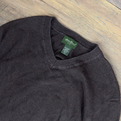 Vintage Y2K Eddie Bauer V-Neck Sweater Mens XL Tall Brown