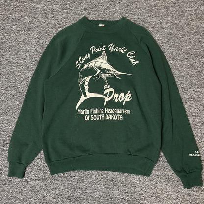 Vintage Stony Point Yacht Club Marlin Crewneck Green L